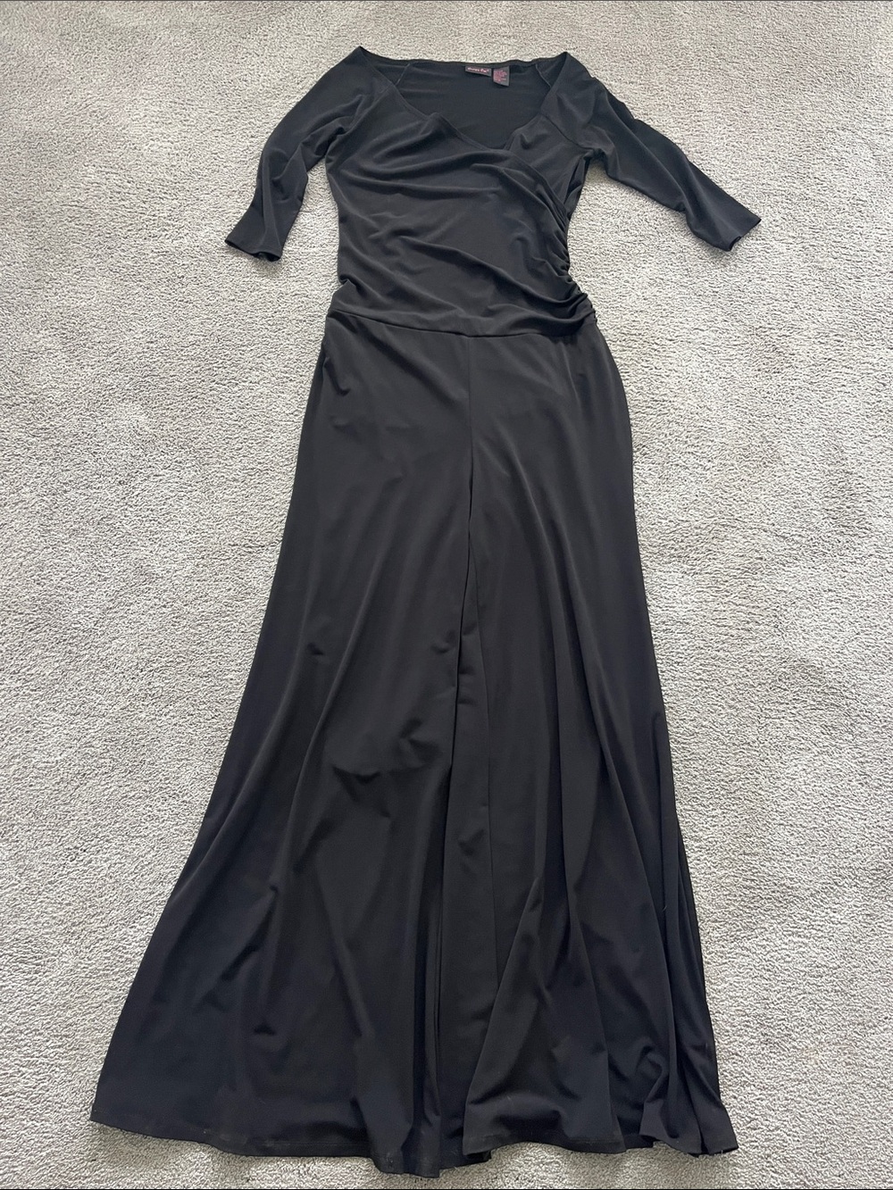 Shape FX Black Wrap-Style Jumpsuit with Flared Legs